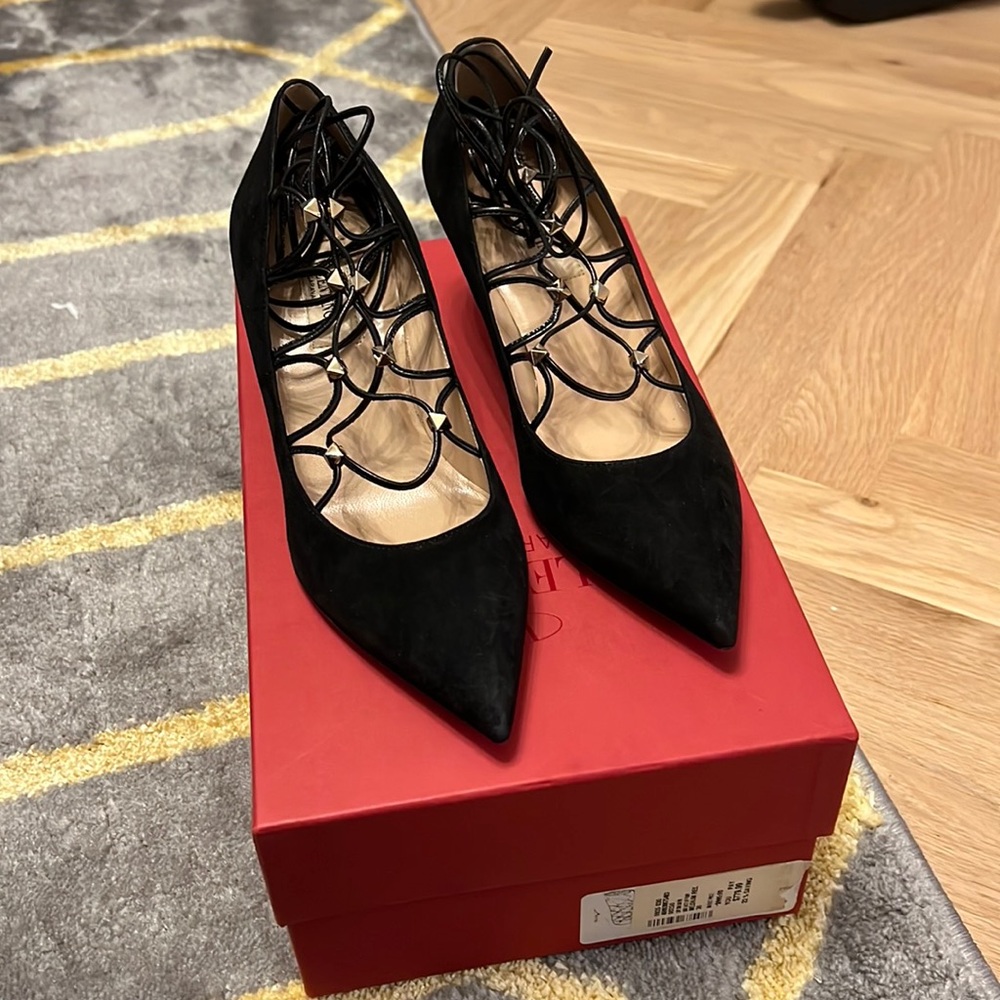 Valentino lace up rockstud heels